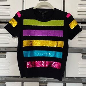 Marc Jacobs Sequin Multi Color Tshirt 💚💜💛🩷🩵
